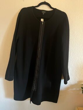Talbots Black Zip-Front Longline Coat